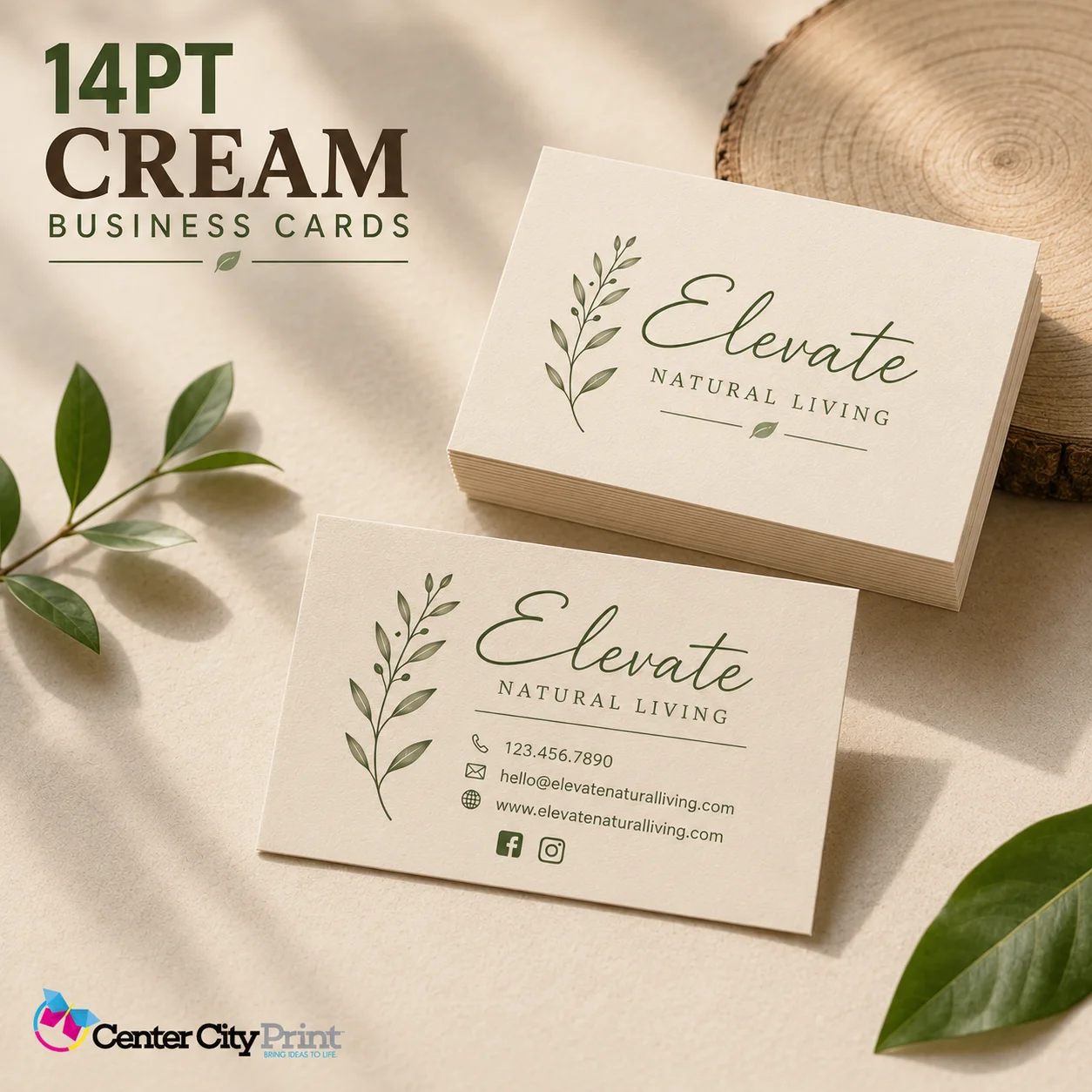 14pt Cream Business Cards