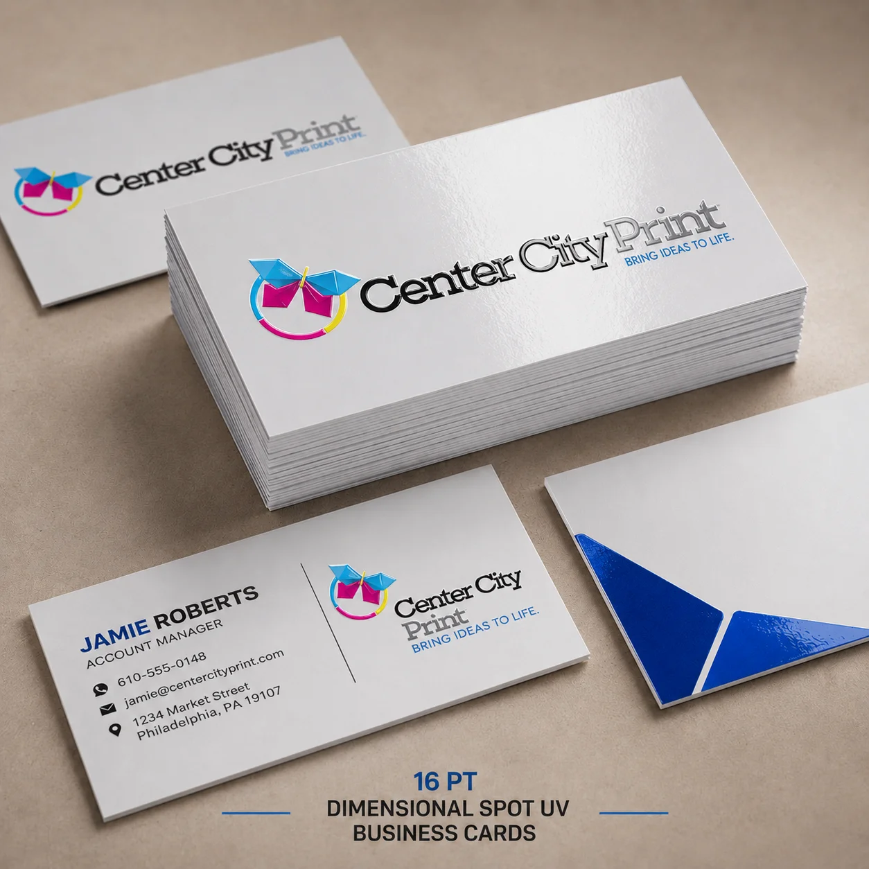 16 pt Dimensional Spot UV Business Cards