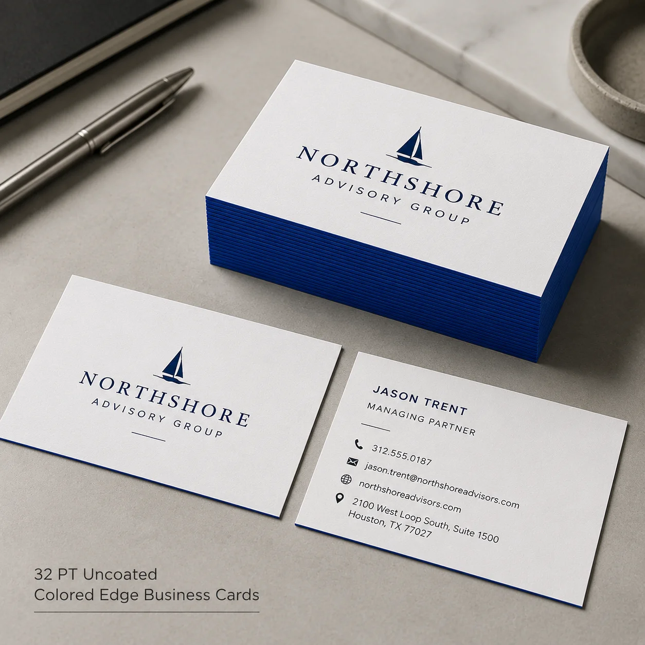 32pt Uncoated Colored Edge Business Cards