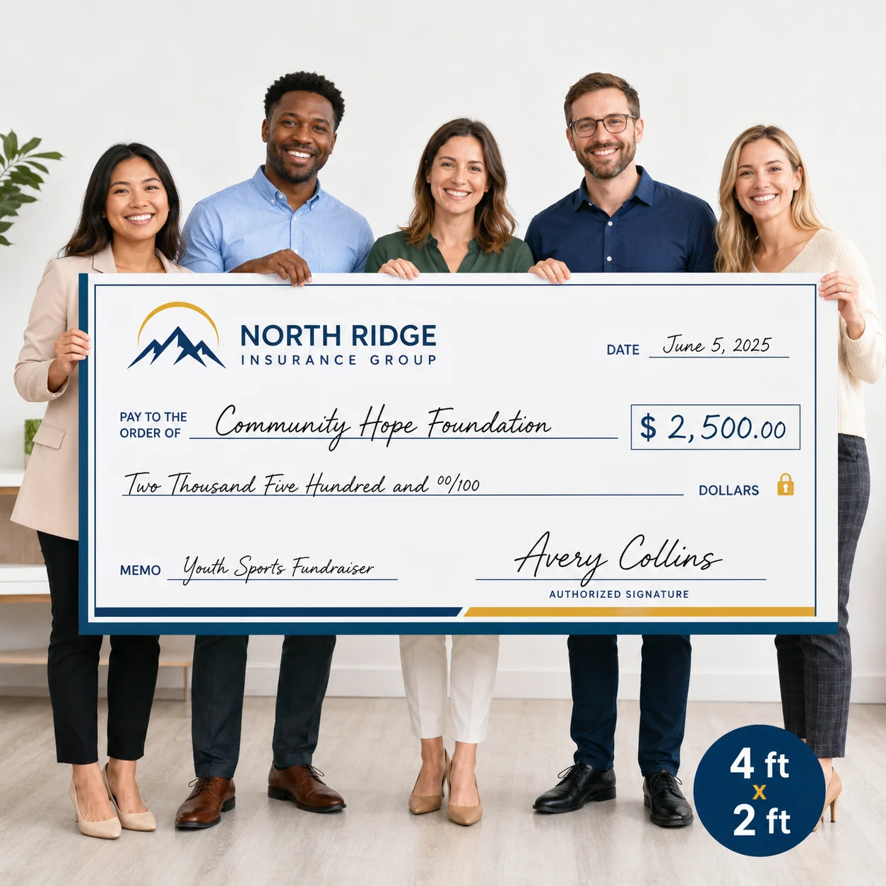 Giant Donation Checks 4ft x 2ft