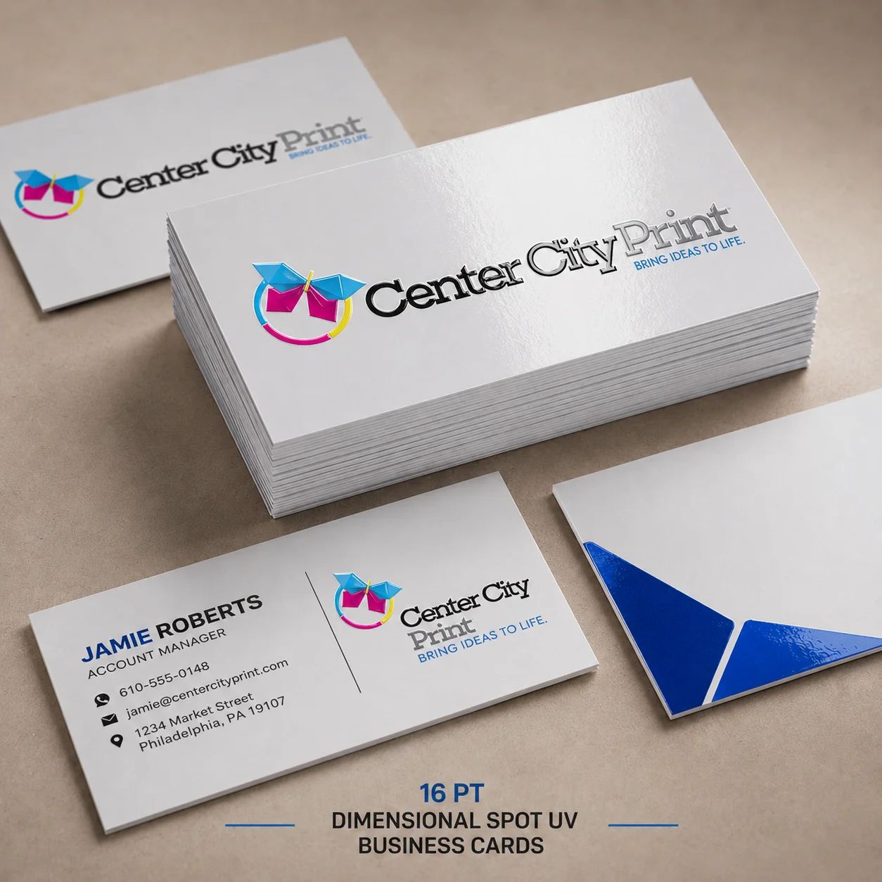 16 pt Dimensional Spot UV Business Cards