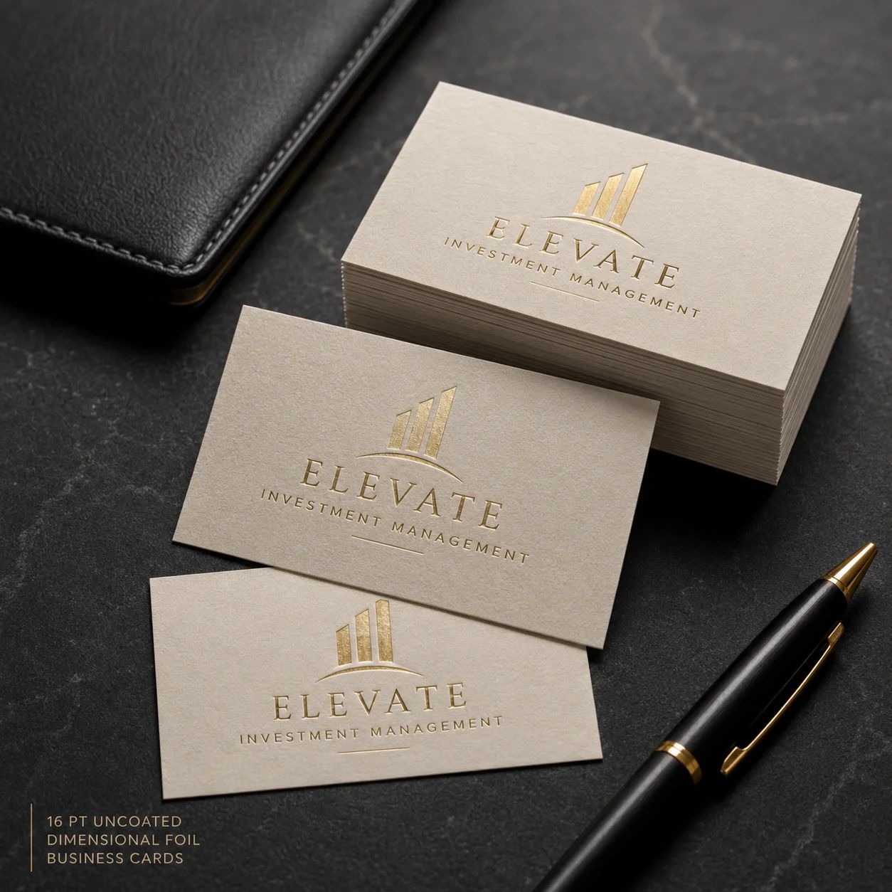 16 pt Uncoated Dimensional Foil Business Cards